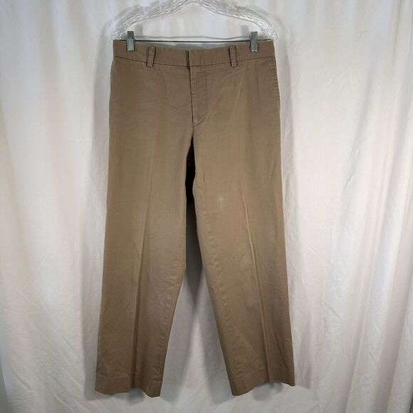 Hugo Boss Dress Pants Men's 32x29 Khaki Beige Chino Button Zip Cotton Blend - Picture 1 of 12